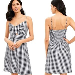 Navy Blue and White Gingham Dress